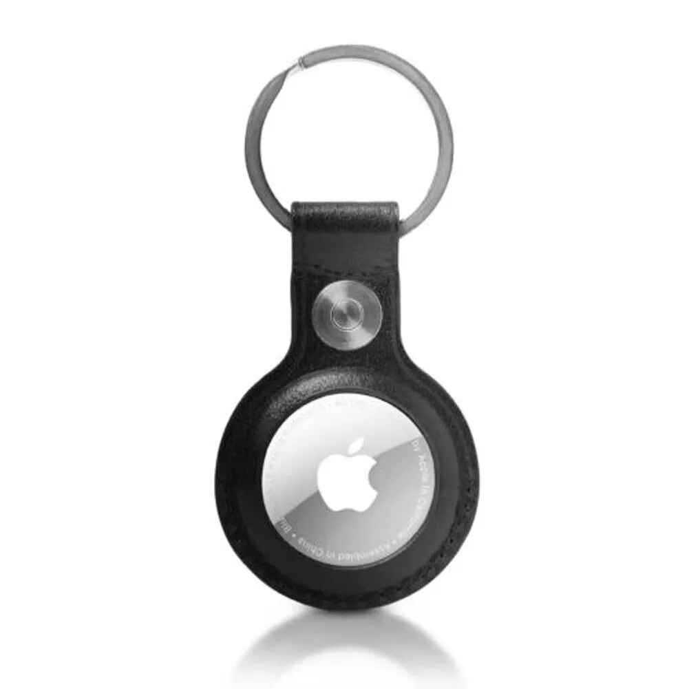 US 1-2 Pack Genuine Leather Air Tag Holder Keychain Case for Apple Air Tag Case