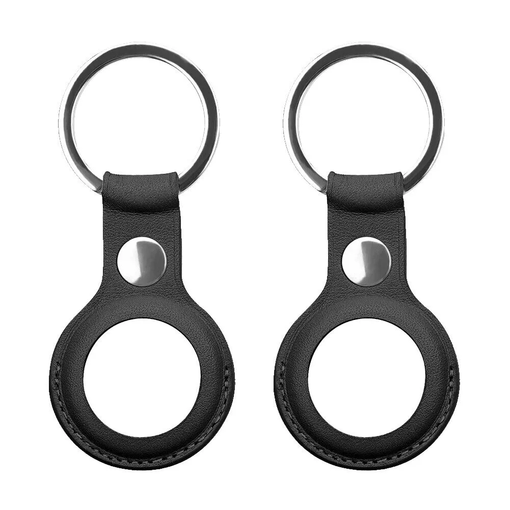 US 1-2 Pack Genuine Leather Air Tag Holder Keychain Case for Apple Air Tag Case