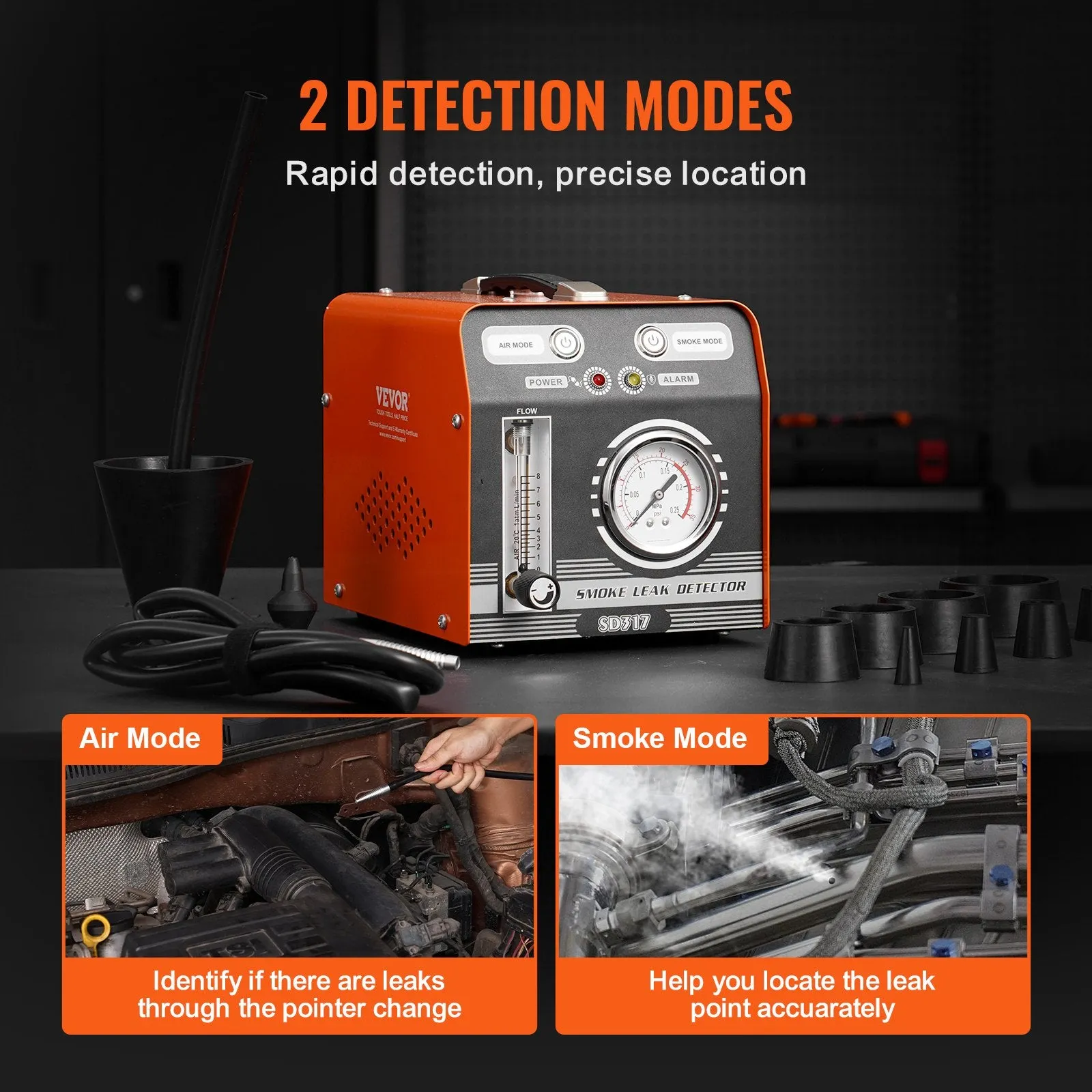 Vevor Automotive Smoke Machine Leak Detector with Pressure Gauge and Flow Meter New
