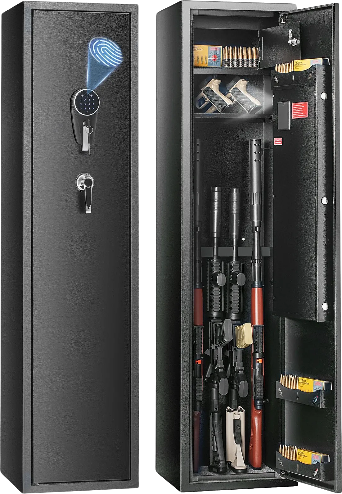 Vevor Gun Safe 6 Rifle Security Cabinet Fingerprint and Digital Keypad Lock with Built-In Storage Locker New