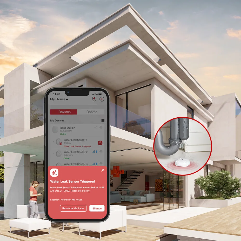 X-Sense Smart Water Leak Detector SWS51&SWS54, work with the SBS50 Home Safety Hub